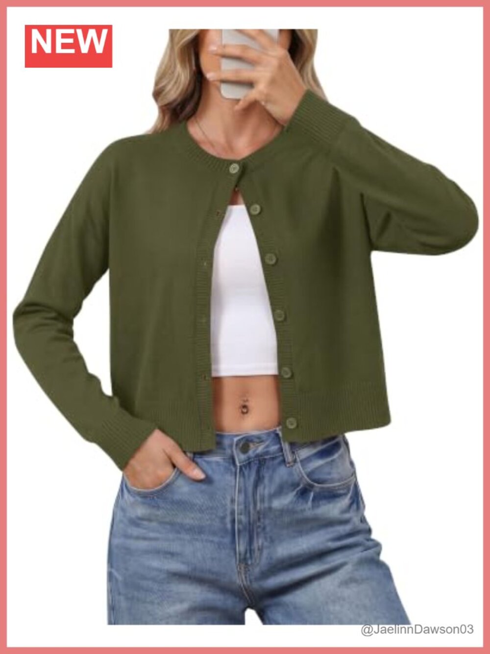 Cropped Button Down Cardigan Crewneck Knit Crop Sweater